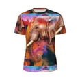 thumbnail image 5 of Wukai Oil Paintings of Elephants Print Men's Short-Sleeved Mesh T-Shirt,Quick-Dry Short Sleeve Workout T-Shirt-6X-Large, 5 of 8