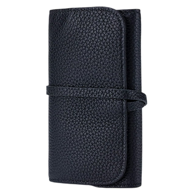 Estuche organizador de joyas para pendientes, práctico regalo de PU para mujer Negro