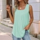 thumbnail image 3 of Camisetas Sin Mangas para Mujer, Conjuntos de Verano 2025, Blusas Casuales con Cuello Cuadrado, Verde , Talla M, 3 of 5