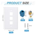 thumbnail image 2 of 2 Cat 6 Ethernet Wall Plate, 3 Port F-Plug RJ45 Key-stone Jack Wall Plate, White, 2 of 6
