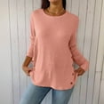 thumbnail image 5 of biudgviw Long Sleeve Shirts for Women Fall Winter Crew Neck Ribbed Knit Tops Oversized Casual Lightweight Side Button Blouses, 5 of 7