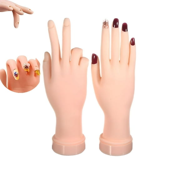 TUWAFE Practice Hand for Acrylic Nails, Fake Hand for Nails Practice, Flexible Bendable Fake Hand Manicure Practice Tool, Nail Art Training Practice--1PC