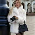 thumbnail image 5 of Womens Faux Fur Coat Winter Casual Oversized Lapel Jackets Warm Outerwear White L, 5 of 9