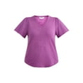 thumbnail image 5 of Time and Tru Women's Cotton Mixed Fabric V Neck Tee, Sizes XS-XXXL, 5 of 5