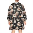 thumbnail image 2 of Black Highland Cow Flower Gnome Pattern Wearable Oversized Blanket,Wearable Blanket Hoodie for Adults,Cozy Hooded Blankets with Super Pockets,Super Warm Fuzzy Pullover for Women & Men, 2 of 6