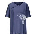 thumbnail image 6 of LYXSSBYX Long Sleeve Shirts for Women Cotton Women Summer Sexy Print Regular Button Round Neck Short Sleeve Women Short Sleeves Top, 6 of 6