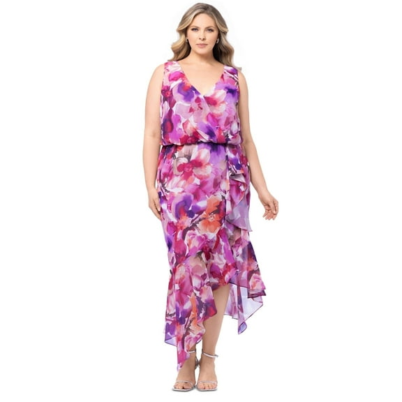 XSCAPE Plus Size Floral Blouson High- Multi 16W