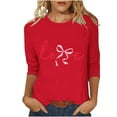 thumbnail image 3 of RKSTN Valentines Gift 3/4 Length Sleeve Womens Tops Oversized Crewneck Valentine Day Loves Heart Graphic Print Short Sleeve T Shirt Womens Casual Plus Size Round Neck Three Quarter Sleeve Tee Shirt, 3 of 6