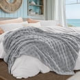 thumbnail image 3 of U by Bedsure Light Grey Fleece Blanket for Couch - Super Soft Cozy Queen Blankets for Women,Girls, 90x90 inches, 3 of 6