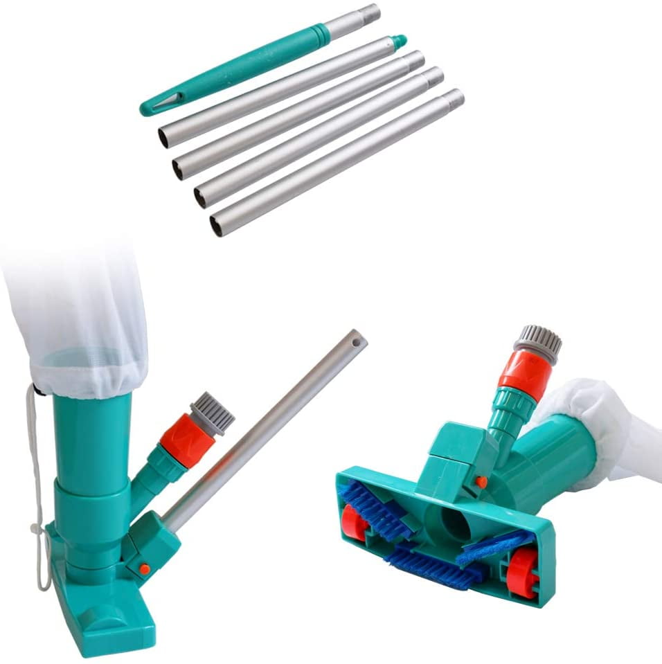 No Garden Hose Included ,for Above Ground Pool,Spas,Ponds /& Fountains BDSONG Portable Pool Vacuum Jet Underwater Cleaner W//Brush,Bag,4 Section Pole of 48