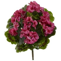 Indoor Outdoor Uv Resistant Geranium Artificial Bush, Set Of 4