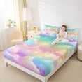 thumbnail image 4 of Manfei Dreamy Princess 4 Pieces Queen Sheet Sets for Kids Teens,Starry Sky Ultra Soft Flat Sheet,Gradient Ombre Queen Fitted Sheet,Lightweight Room Decor, 4 of 7