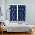 thumbnail image 4 of Navy Blue Anchor Kitchen Curtains 84 Inch Length, Nautical Coastal Summer Ocean Ship Grommet Top Bedroom Living Room Curtains, Light Filtering Cafe Curtain Drapes 2 Panels Set 104''x84'', 4 of 9