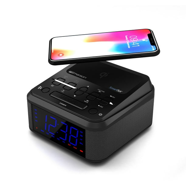 Emerson Radio ER100120, 10W Wireless Fast Charging Smartset Alarm Clock
