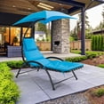 thumbnail image 1 of CorLiving Alora Steel Frame Outdoor Lounge Chair with Removeable Cushions and Canopy, Blue, 1 of 13