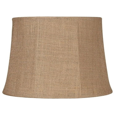 Natural Burlap Medium Drum Lamp Shade 13" Top x 16" Bottom x 11" Slant x 10.75" High (Spider) Replacement with Harp and Finial - DyGTyX