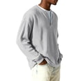 thumbnail image 4 of Nokdvo Mens Long Sleeve Waffle Shirts Lightweight 1/4 Button Up Henley Casual Shirt Fall Winter Textured Solid Color Loose Sweaters,Light Gray 3XL, 4 of 9