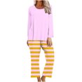 thumbnail image 2 of Blouses pour Femmes, Mode Féminine Imprimé Non Positionné Col Rond Manches Longues Ensemble Pantalon Long, 2 of 5