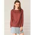thumbnail image 2 of Camisa Floral Frente Con Volantes Top Puños Con Botones Blusa Cuello Redondo Manga Larga Para Mujeres Rojo S, 2 of 6
