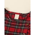 thumbnail image 4 of Toddler Girls Autumn Casual A-line Dress Long Sleeve Crewneck Ruffle Decor Button Plaid Dress, 4 of 9