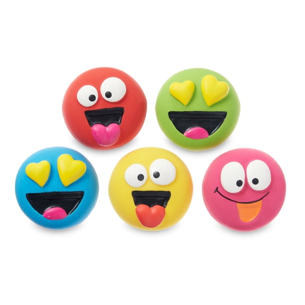 Vibrant Life Multicolor Emoticon Latex Dog Toys with Squeakers