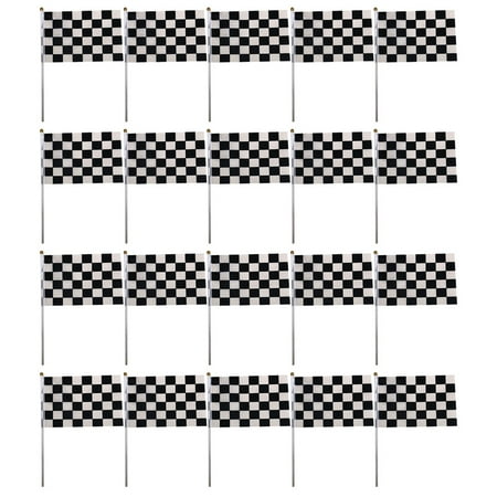 

HEMOTON 25pcs Checkered Flag Race Flag On A Stick Small Race Car Birthday Decoration