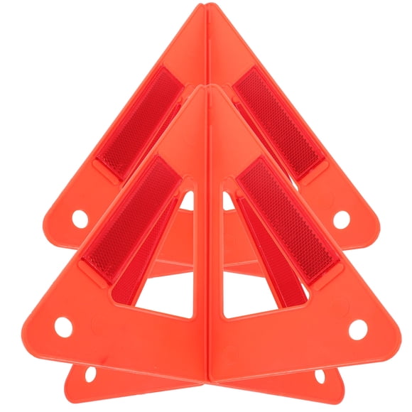 TEHAUX 2Sets Car Road Warn Kit Reflective Plastic Triangle Safety Sign for Roadside Assistance