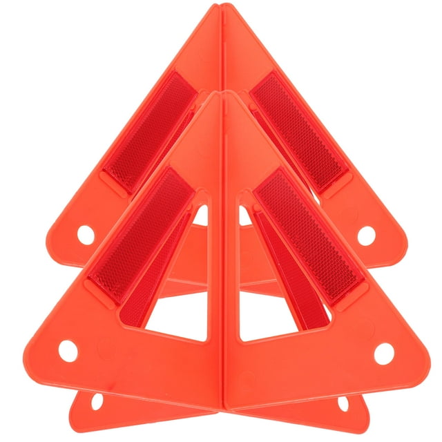 TEHAUX 2 Ensembles Kit de Signalisation Routière Triangle en Plastique Réfléchissant pour Assistance Routière