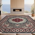 thumbnail image 2 of Design&I 8'x10' Washable Area Rug Border Door Mongolian Checkered Nylon Hallway Assorted Boho Vintage Playful for Living Room, Family Extra Large Skid-Resistant Low Profile, 2 of 7