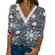 thumbnail image 2 of ICHUANYI Clearance Casual Women's V Neck Summer Sexy Gradient Print Regular Women's Long Sleeve Top(Black, M) ICHUANYI WER2023081505833, 2 of 5