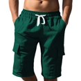 thumbnail image 2 of Mens Shorts Casual Elastic Waist Drawstring Lightweight Summer Beach Cargo Shorts Dark Green XL, 2 of 5