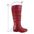 thumbnail image 2 of Women's Zipper Knee High Riding Boots Casual Flat Low Heel Winter Boots Shoes ( Red, 11), 2 of 5