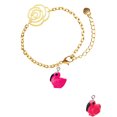 thumbnail image 2 of Delight Jewelry Resin Hot Pink Flamingo Gold-tone Flower Link Chain Bracelet, 6.75"+2" Extender, 2 of 4