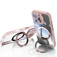 thumbnail image 5 of Compatible for iPhone 12 Pro Max Phone Case with Stand, Rotatable Ring Holder Kickstand Rugged Shockproof Protective Cover Case with Camera Lens Protector for iPhone 12 Pro Max, Pink, 5 of 10