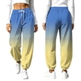thumbnail image 4 of Women Gradient Print Jogger Pants Elastic High Waist Drawstring Sweatpants Loose Casual Trousers with Side Pockets Cuffed Ankle Soft Pants for Daily Wear Blue XL, 4 of 9