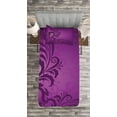 thumbnail image 3 of Ambesonne Purple Quilted Bedspread Set 2 Pcs, Retro Abstract Floral, Twin Size, Purple Plum, 3 of 3