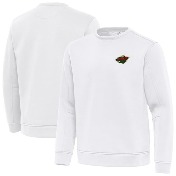 Men's Antigua White Minnesota Wild Relevant Lightweight Pullover Sweatshirt