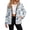 Blue Boho Paisley Floral, variant on Women's Fleece Jacket Warm Outerwear Gothic Skeleton Pumpkin Rose Long Sleeve Halloween Shacket, Y2K Streetwear, Side Pockets, Snap Closure, Lapel Collar, for Daliy Going Out, Medium