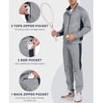 thumbnail image 6 of Little Donkey Andy Men's 2 Piece Full Zip Tracksuit Set, 4 Way Stretch Color Block Athletic Outfit with Multi Zipper Pockets, Cuffed Jogger Pants for Gym Workout Running, Light Grey L, 6 of 8