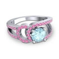 thumbnail image 3 of 2.50 Carat Round Cut Aquamarine & Pink Sapphire Gemstone Unique Wedding Ring for Women Solid 18K White Gold Size 5 by Diamond-Capitals, 3 of 8