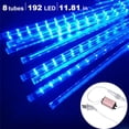 thumbnail image 2 of Morttic 19.7in 8 Tube 288 LED Meteor Shower Rain Lights Waterproof Falling Raindrop Fairy String Light for Christmas Holiday Party Patio Decor,Blue, 2 of 9
