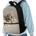 thumbnail image 4 of Uourmeti Cat and Daisy Print Daypack, Fashion Backpack 17 Inchs Stylish Polyester Backpack for School Travel, 4 of 6