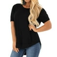 thumbnail image 5 of LANREMON Oversized Flowy Short Sleeve T Shirts for Women Summer Casual Plus Size Crew Neck Tunics Tops Blouses Black, 5 of 6