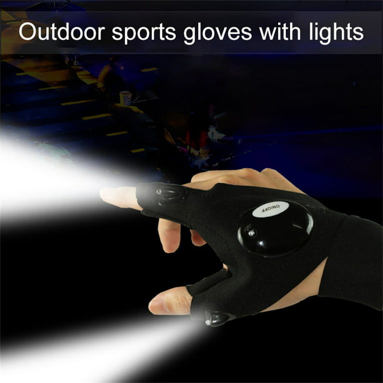 Night LED Night Fishing Half Finger Gloves Waterproof With Led