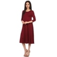 thumbnail image 2 of Women's Comfortable 3/4 Sleeve Midi Dress – Solid A-Line Casual Fit, 2 of 4