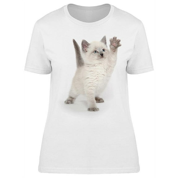 Adorable Kitten Raising His Paw T-Shirt Women -Image by Shutterstock, Female XX-Large