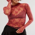 thumbnail image 2 of Chemises en Dentelle à Manches Longues pour Femmes avec Col en Maille Transparent et Montant, 2 of 9