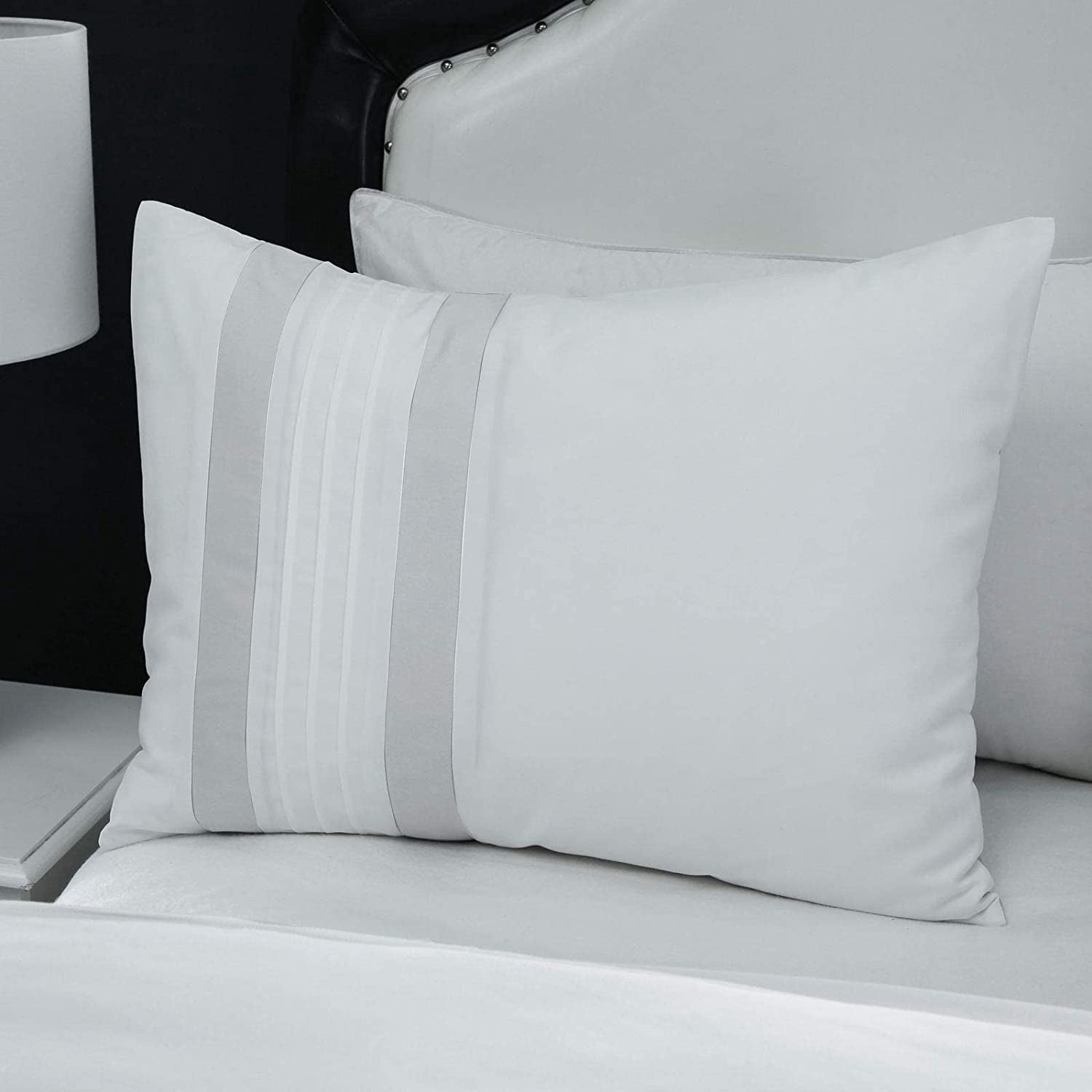 Chezmoi Collection Ariel 7-Piece Geometric Chenille Embroidery Comforter Bedding Set, California King, Gray