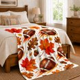 thumbnail image 5 of Thanksgiving Football Maple Leaf Watercolor, Playful Festive Scene, Warm Flannel Blanket for Living Room and Family Room, Art Lovers Thanksgiving Gift, Festive Home Decor, 5 of 6