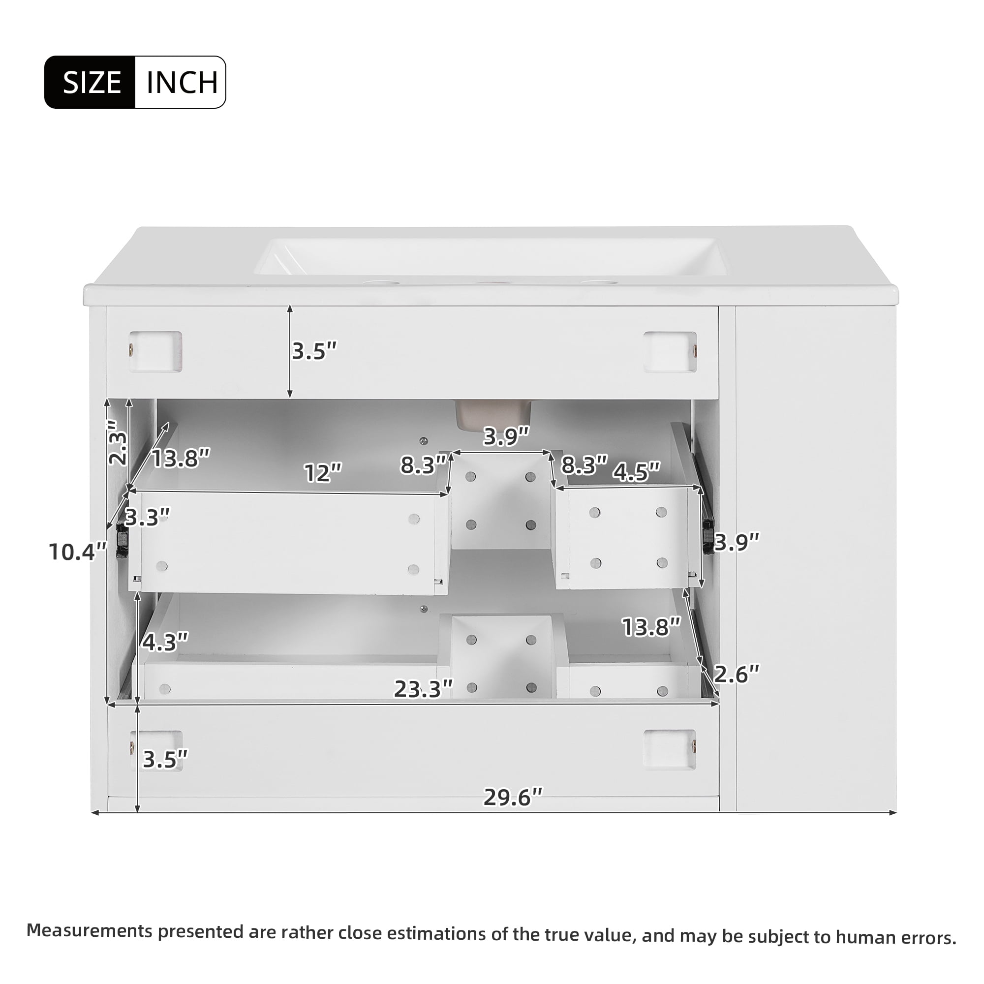 Harper & Bright Designs 30" Wall Bathroom Cabinet with Sink, Freestanding Storage Cabinet with 2 Drawers, Single Sink Bathroom Vanity, White